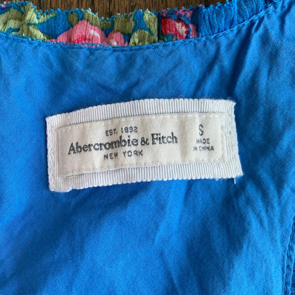 Abercrombie & Fitch Blue Floral Ruffle Tiered Mini Dress Cottagecore Small - Picture 4 of 13